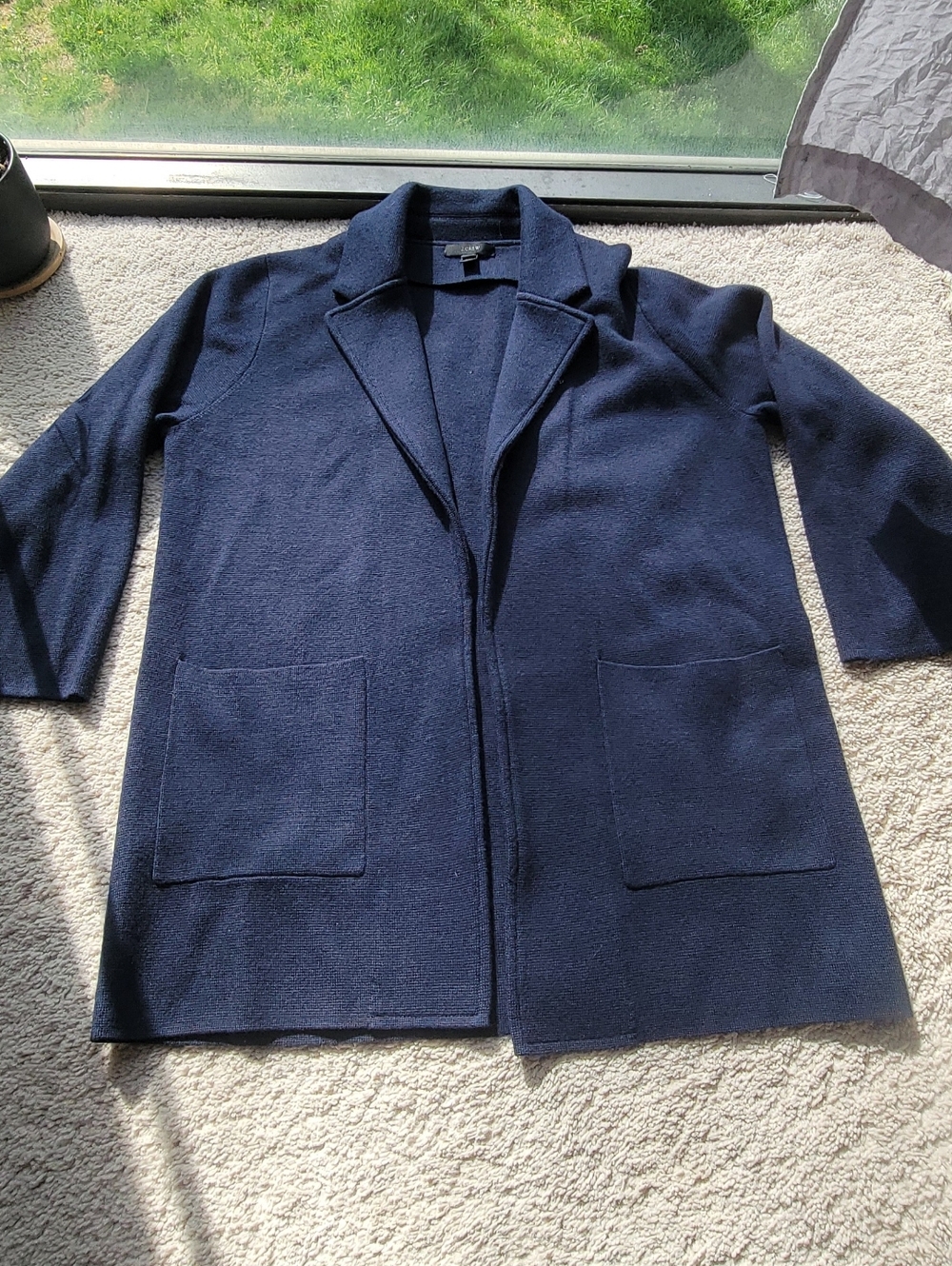 J. Crew Navy Open-Front Pea Coat with Patch Pockets